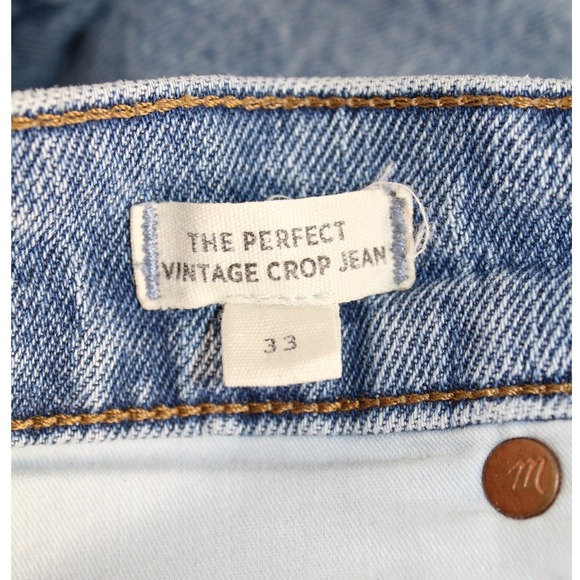Madewell Perfect Vintage Crop Raw Hem High Rise Medium Wash Jeans Size 33 - Picture 9 of 10